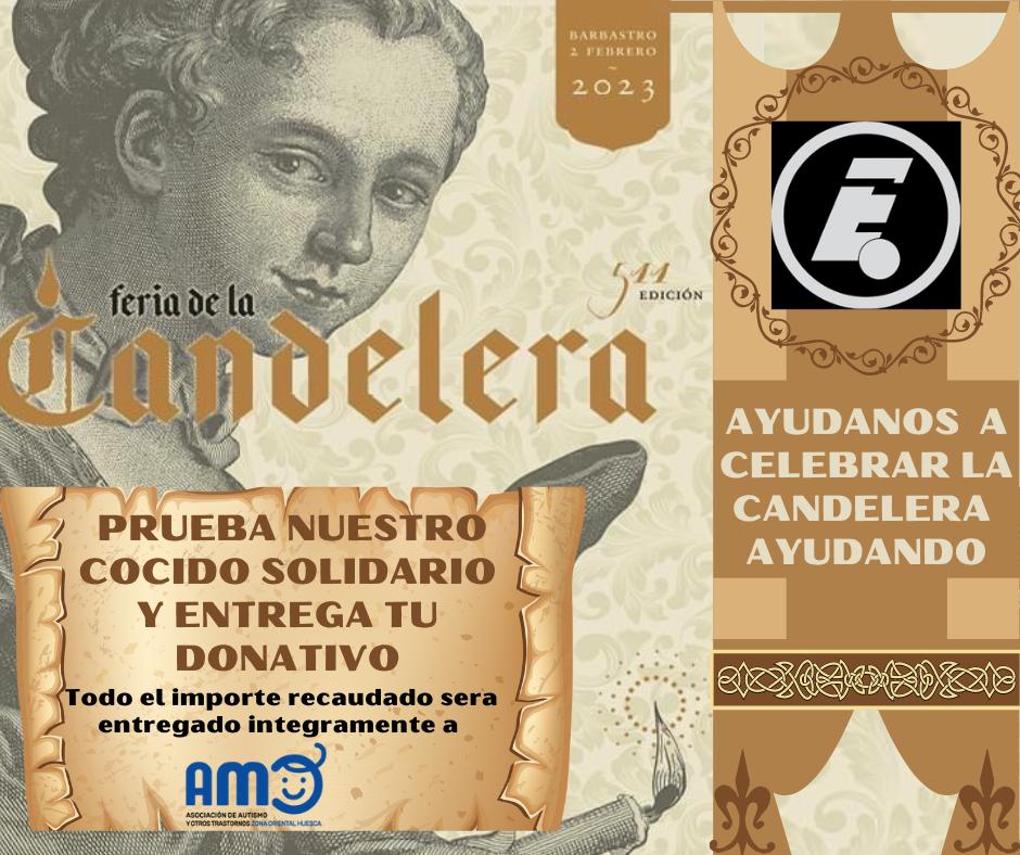 Cartel de la Feria de la Candelera donde aparece la colaboración solidaria de Ernesto Cáncer con nuestra asociación